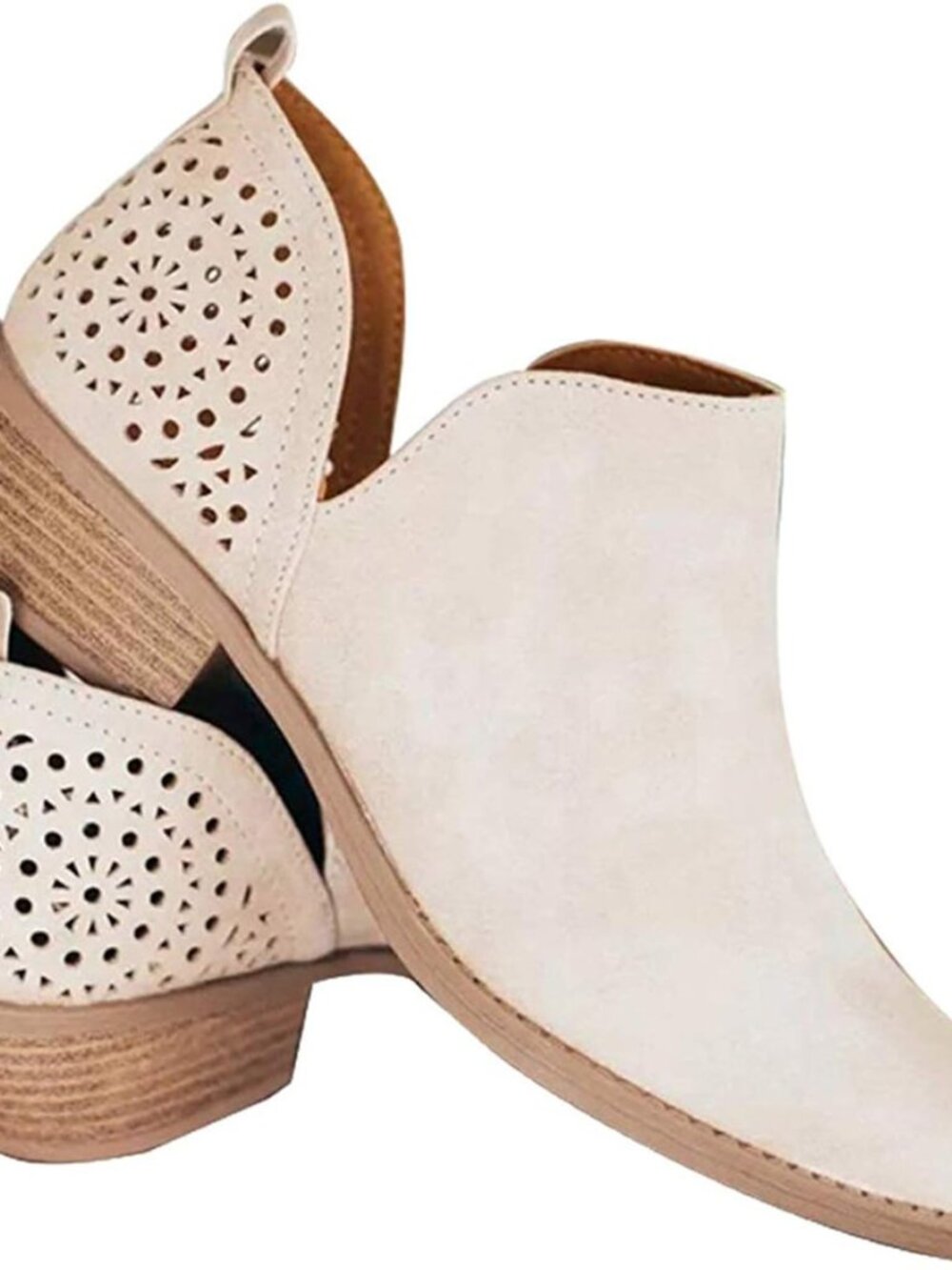 Women Cutout Ankle Booties,Side V Cut Slip On Short Boots
